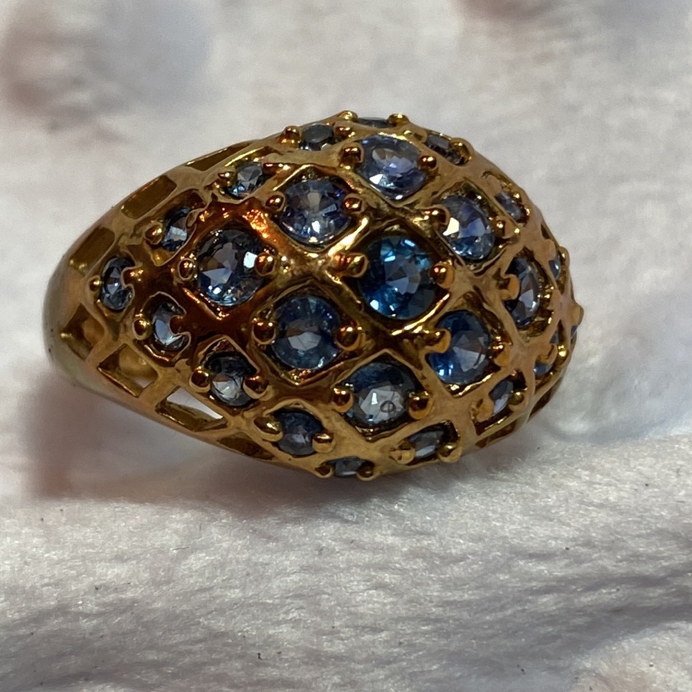 18 Karat Gold Plated Sterling Silver with Sapphires Technibond Ring